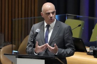 Alain Berset à la tribune du sommet sur les objectifs de développement durable à New York.